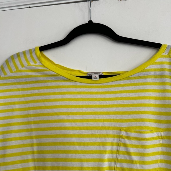 Women's Gap Cap Sleeve Medium Basic T Shirt Yellow White Grey Stripes. - Picture 8 of 10